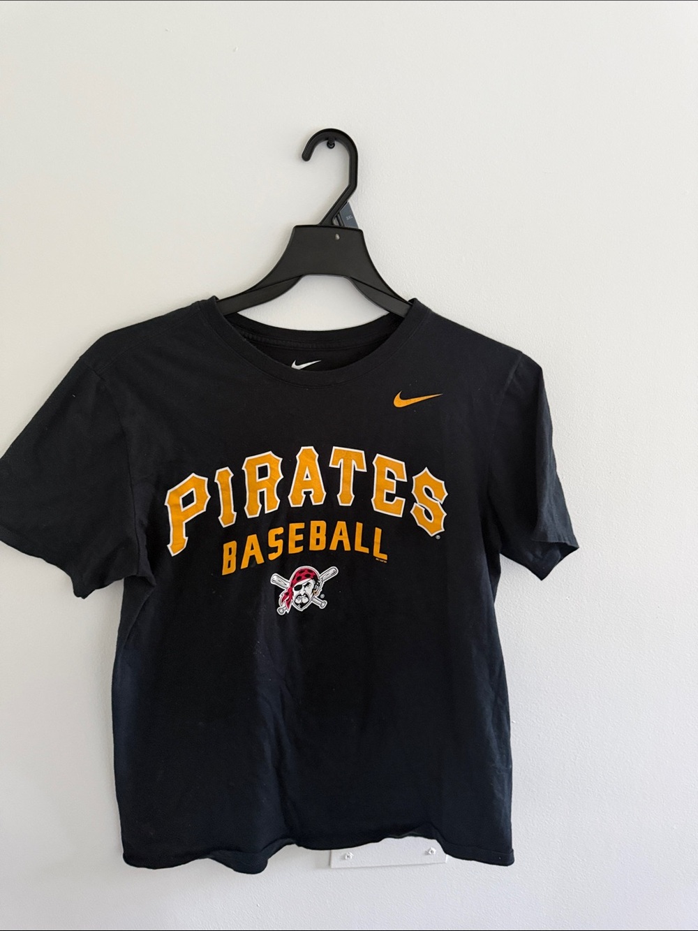 Nike Kids Black Tee with Yellow 'Pirates Baseball' Graphic